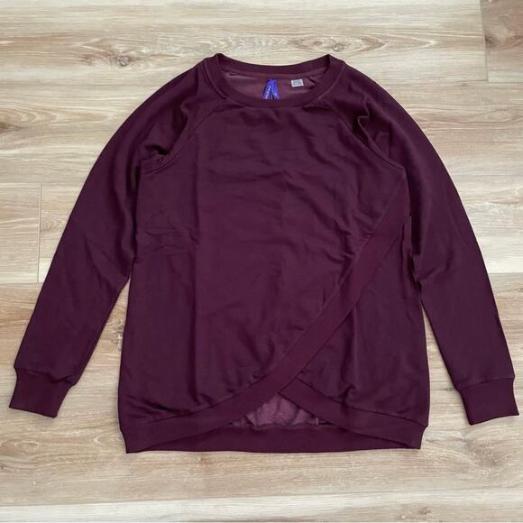 Seraphine Front Wrap Burgundy Cotton Blend Maternity & Nursing Sweatshirt S - Picture 1 of 8